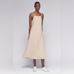 kotn seersucker cream open back maxi dress